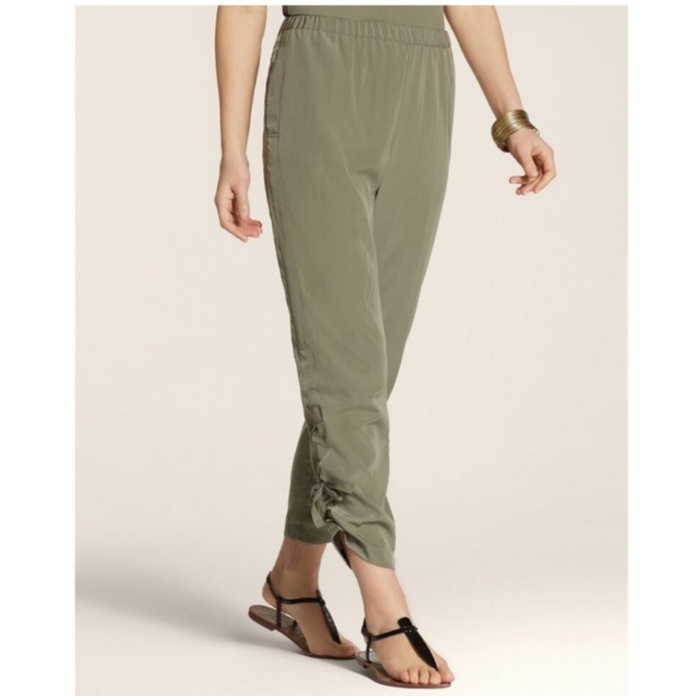 Chicos Knit Cinched Soft Utility Pant Olive